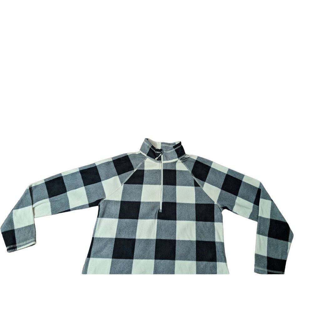 Eddie Bauer Black Plaid Womens Large 1/4 Zip Fleece NWT - Picture 4 of 6